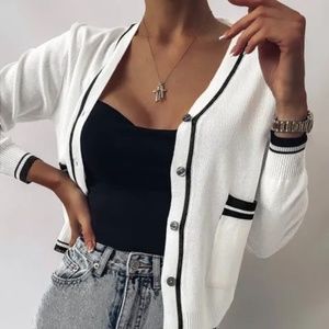 White button up cardigan